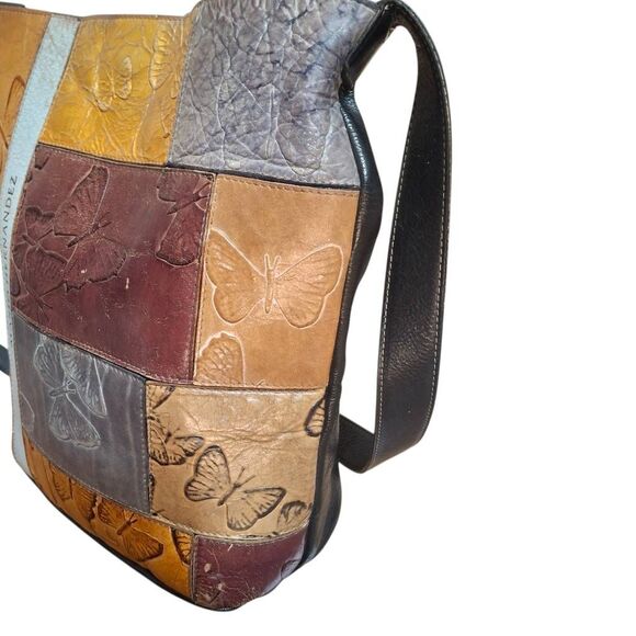 Mario Hernandez Butterfly Embossed Leather Patchwork Bucket Bag - Picture 3 of 8